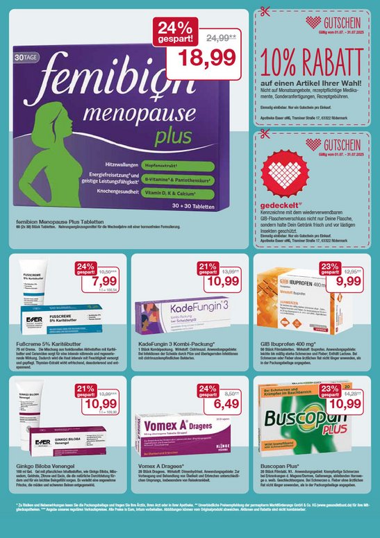 Flyer mit den Juli-Angeboten